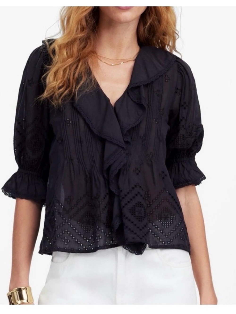 Madewell the Blaire Top in black eyelet